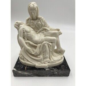 Vintage Pieta Statue on Marble Base Vintage Holy Mother Mary & Jesus
